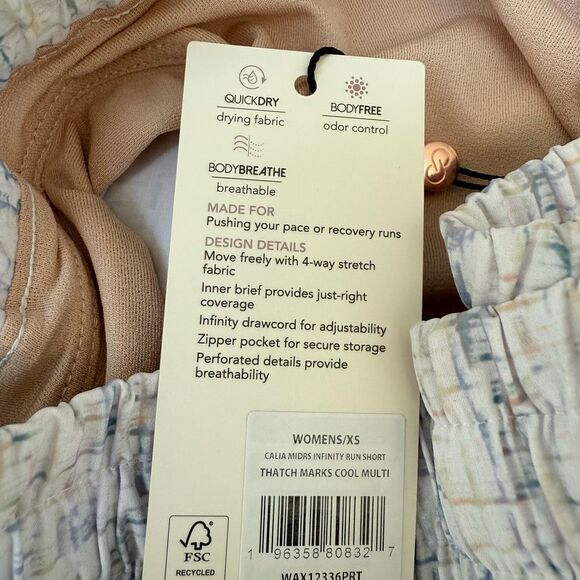 CALIA Women's Mid Rise Infinity Run Short Thatch Marks Cool Multi size XS NWT - Picture 6 of 9